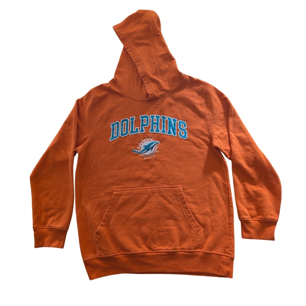 NFL‎ Team Apparel Miami Dolphins Orange Youth XL Hoodie Sweatshirt Embroidered